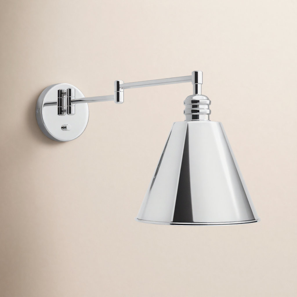 Cidni Single Light Dimmable Swing Arm Sconce, Polished Nickel