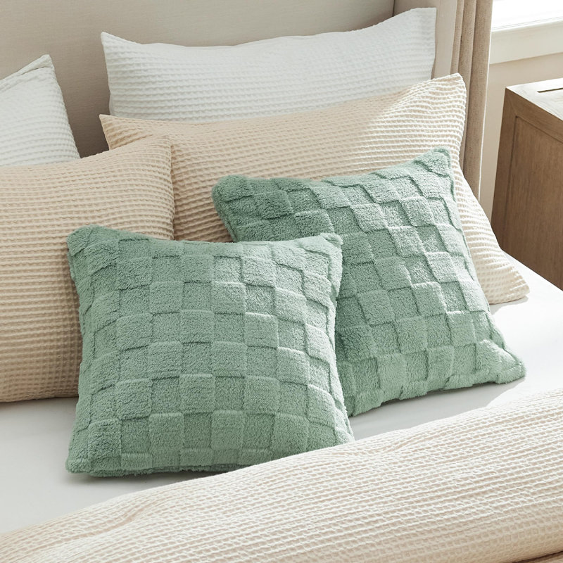 Bedsure Checkered Throw Pillow Covers, Sage Green