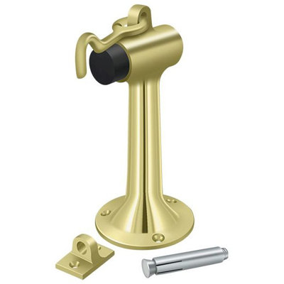 Deltana DSF630U3 Floor Mount, 6" Bumper with Hook and Eye, Heavy Duty, Bright Brass Finish
