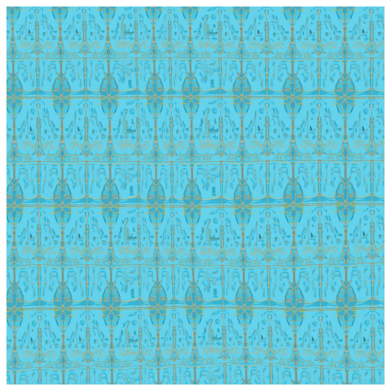 Blue Ornate Damask Comforter, Twin