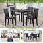 Ensemble de salle à manger en bois 5 pièces: table carrée et 4 chaises rembourrées, décoration en cristal-199258361-199258362