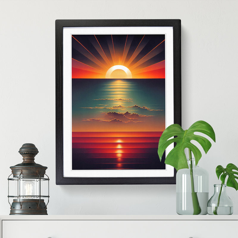 Sunset Airbrush - Single Picture Frame Print, Black, 64cm H x 25cm W x 2cm D