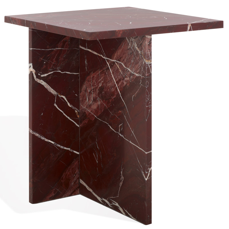 Genna Kynesha 2 Leg Marble Accent Table, Dark Red