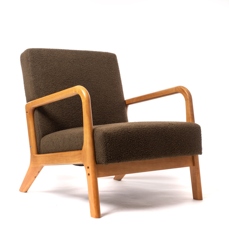 Boucle Accent Chair (Curved Arms), Khaki Green