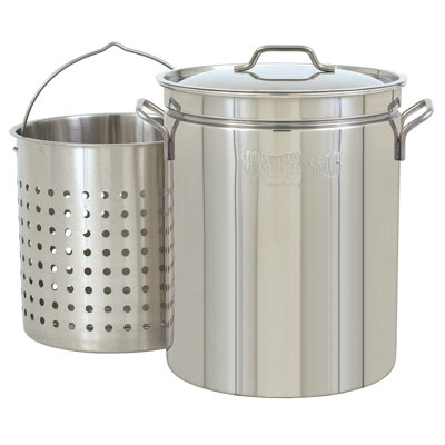 Marmite classique en acier inoxydable de 62 pintes avec couvercle ventilé Bayou, BC-1160, argent