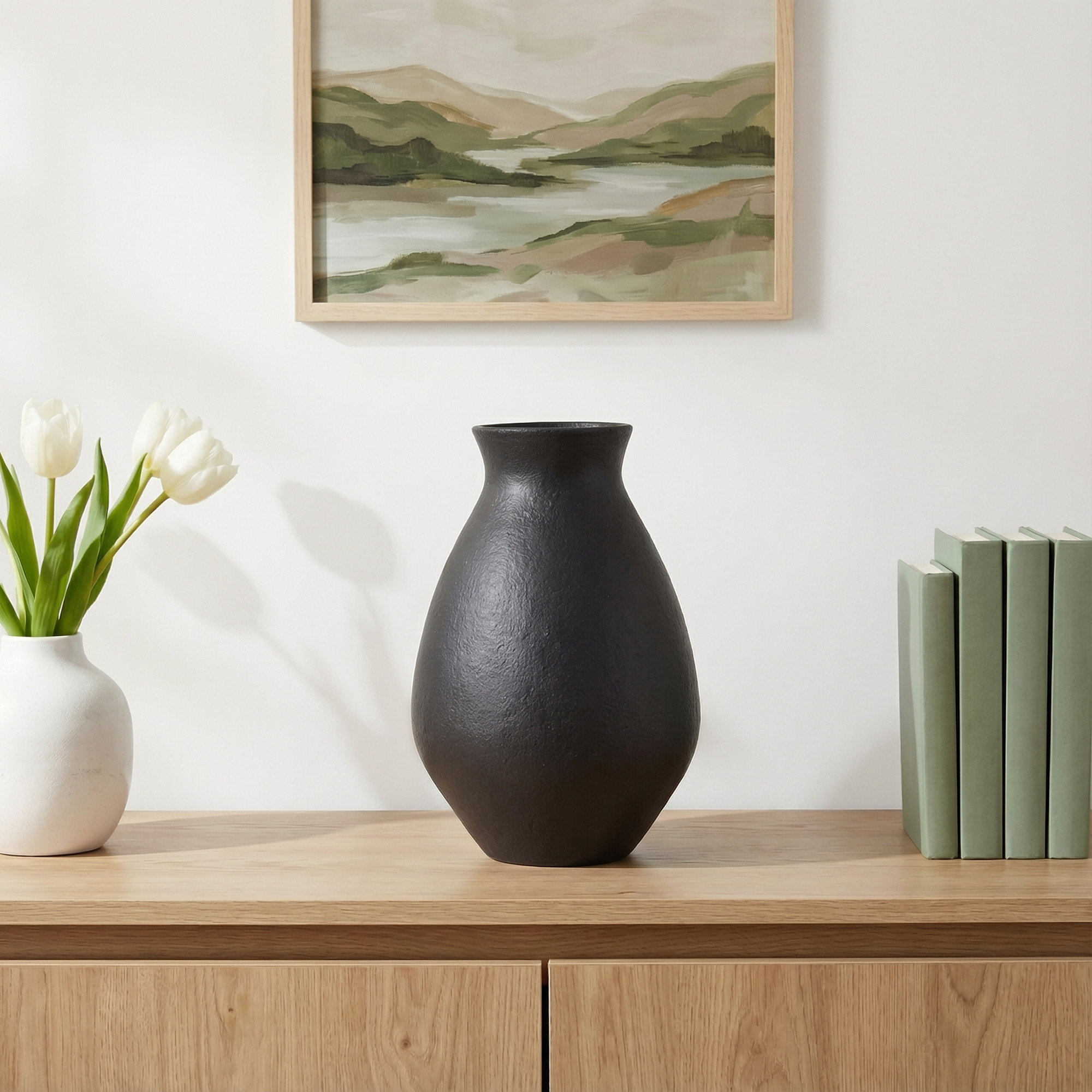 Bronsyn Handmade Terracotta Table Vase, Black