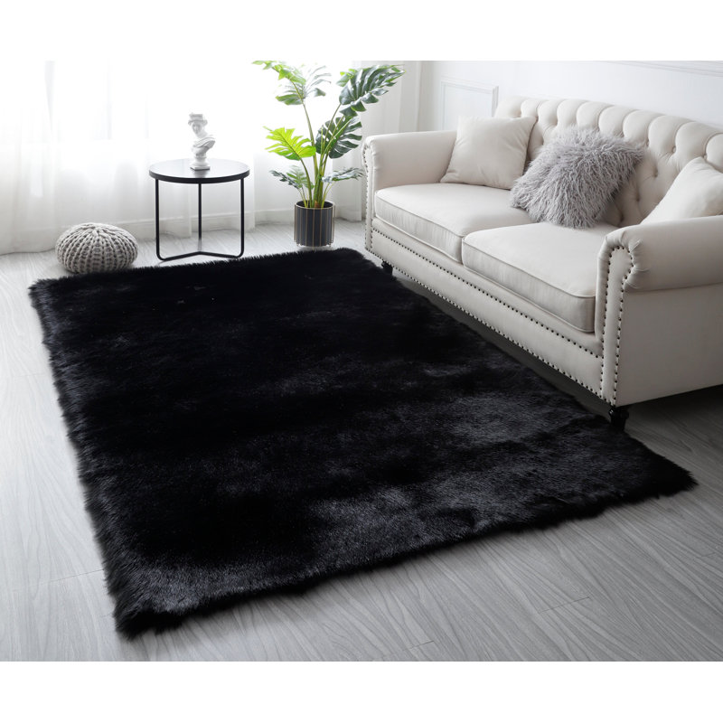 Tapis noir à poils longs Jubilee, Rectangle 12 pi x 15 pi