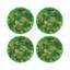 Fallen Leaves Green Vegan Leather Round Coasters-1648346340