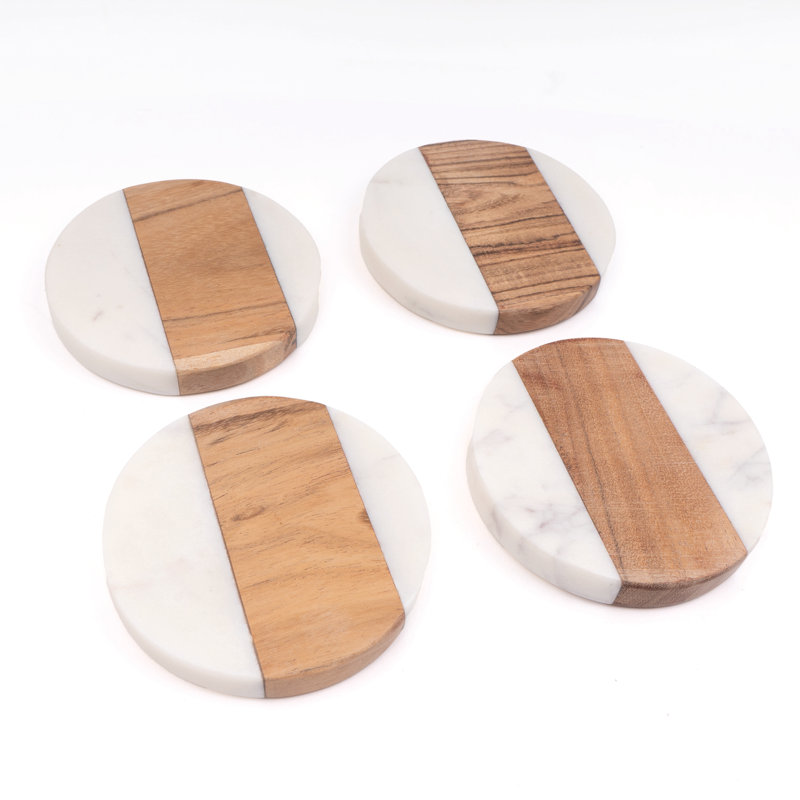 Marble Round 4 Piece Coaster Set