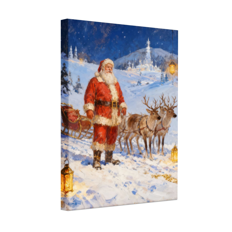 Père Noël de Noël avec renne et traîneau, H 24 po x l 16 po