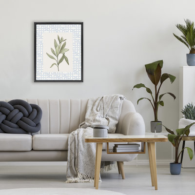 Cadre flottant avec feuilles et herbes fraîches, design par Diannart