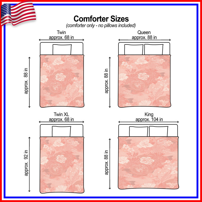 Pink Floral Pattern Comforter, Twin