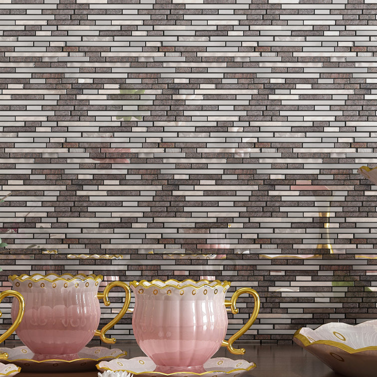0.62" x 3" Marble/Metal Linear Mosaic Wall Tile