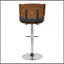 Tabouret de bar réglable avec pivot en métal chromé, bois de noyer et similicuir espresso avec repose-pieds droit en T - ensemble de 2-2090230705