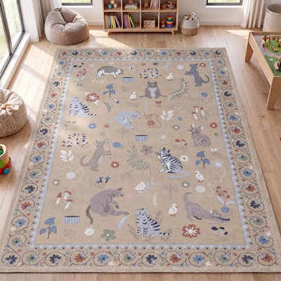Tapis antidérapant à bordure florale Catmosphere
