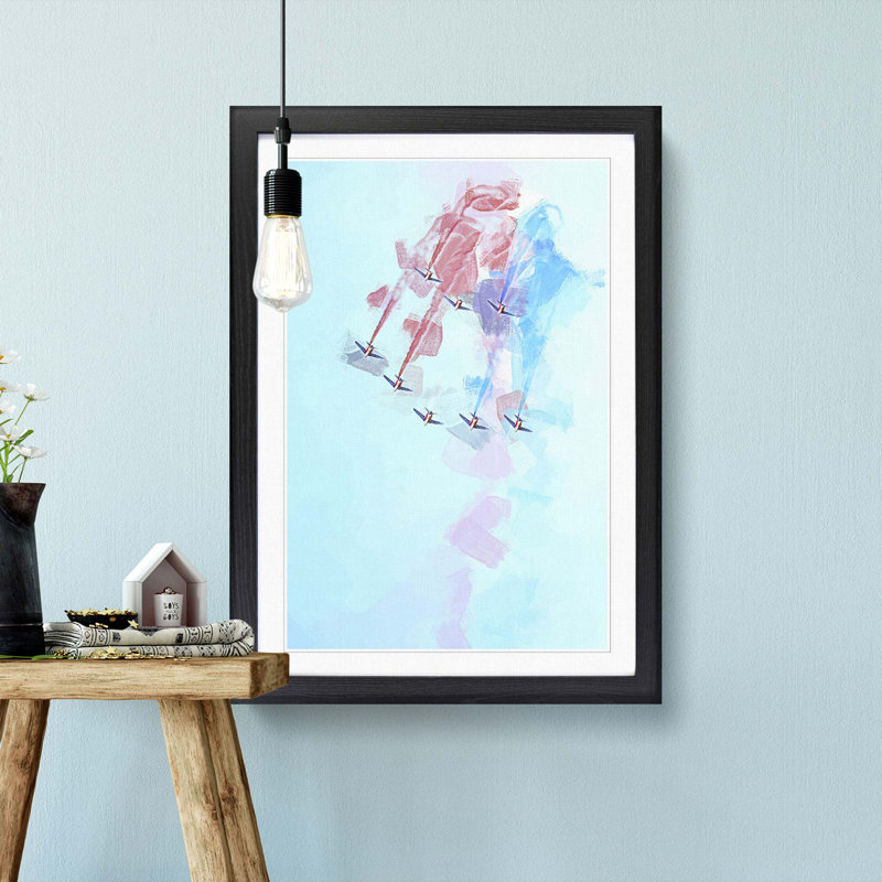 Planes in Formation - Framed Print, 50cm H x 35cm W x 2cm D, Black