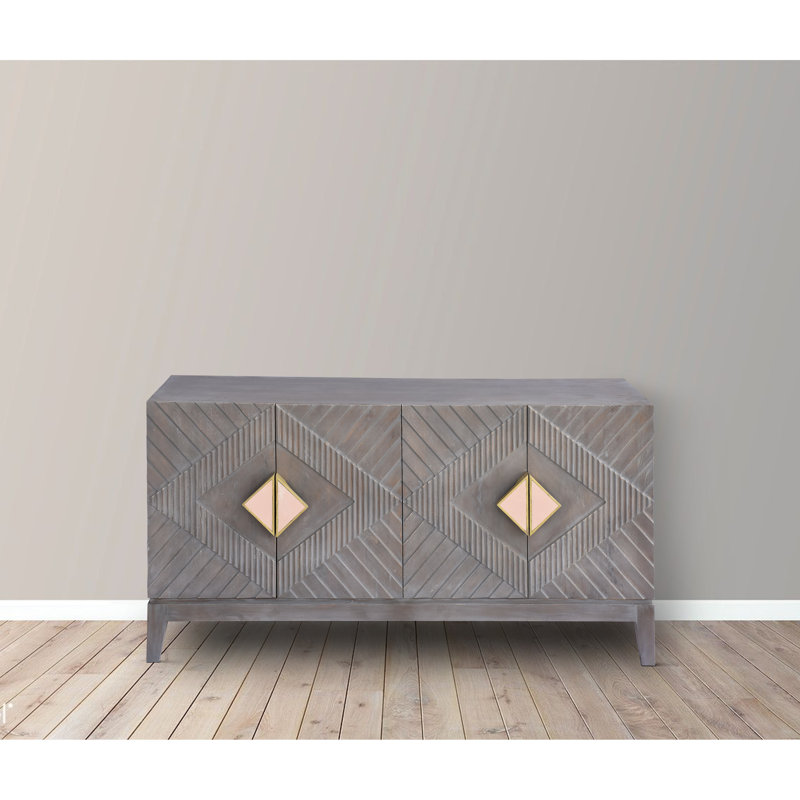 Jarae 55 Inch Gray Mango Wood Sideboard Buffet Cabinet Console