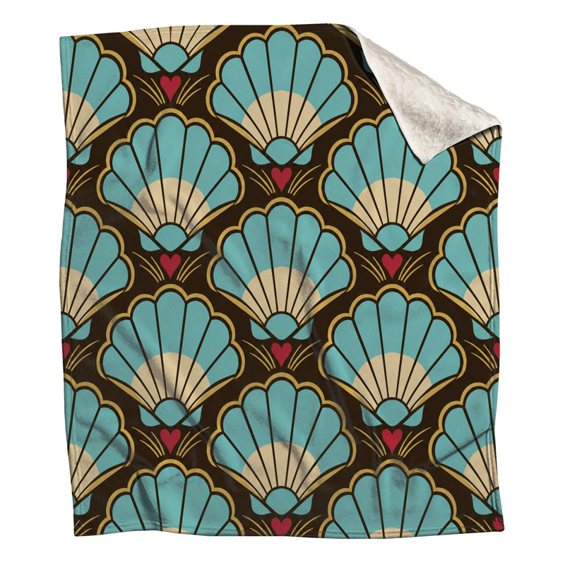 Couvertures à motif de coquillages festonnés, 60in W x 80in H