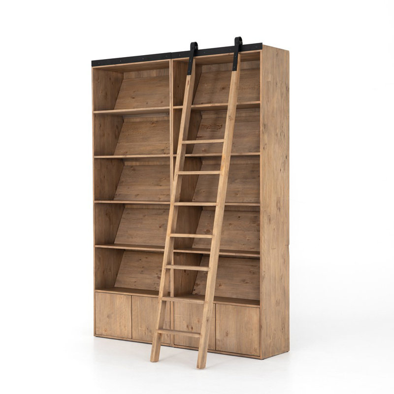 Bane Solid Wood Bookcase, Smoked Pine