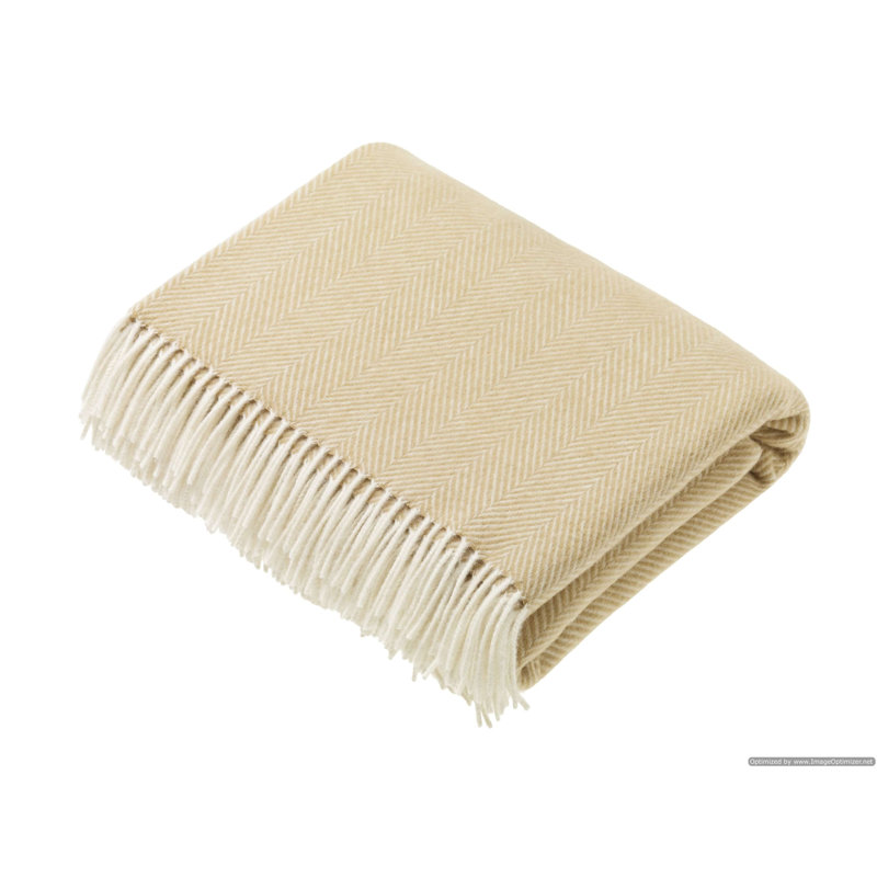 Jeté tissé en laine d'agneau Merino, Motif à chevrons naturel
