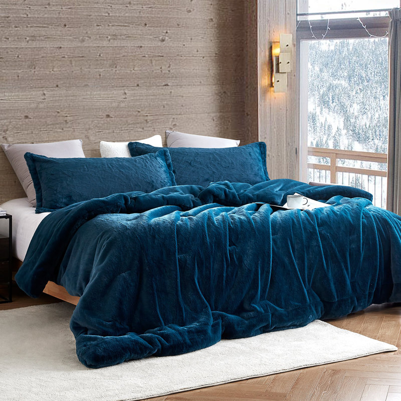 Chunky Bunny Faux Fur Coma Inducer Oversized Comforter Set, Blue, Twin XL Comforter + 1 Standard Shams