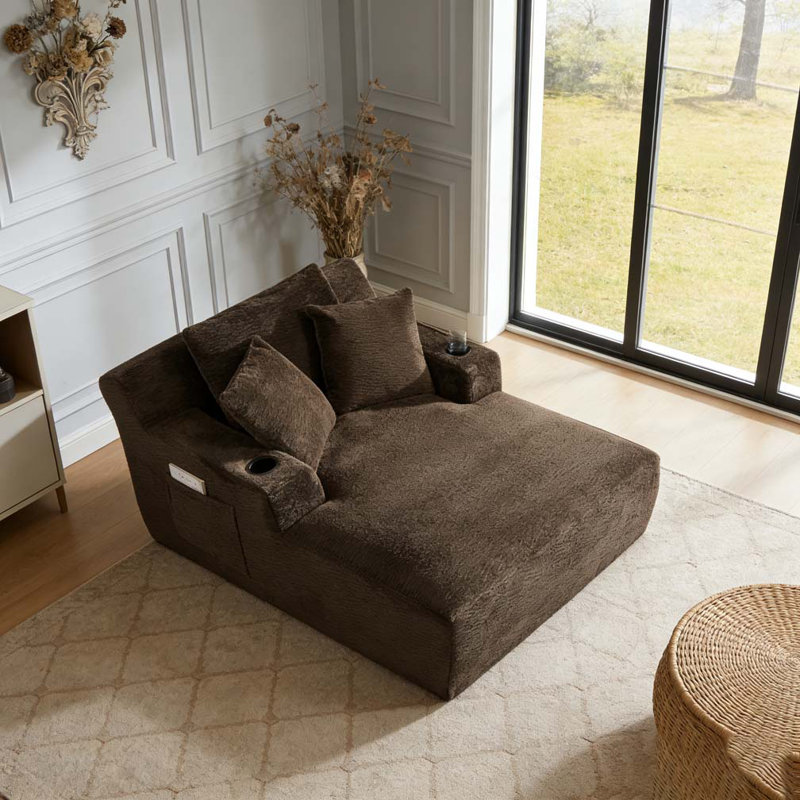 Oversized Chaise Lounge Chair Indoor, Dark Brown
