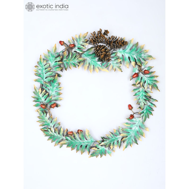 Décoration murale couronne de Noël en fer 27 po Exotic India