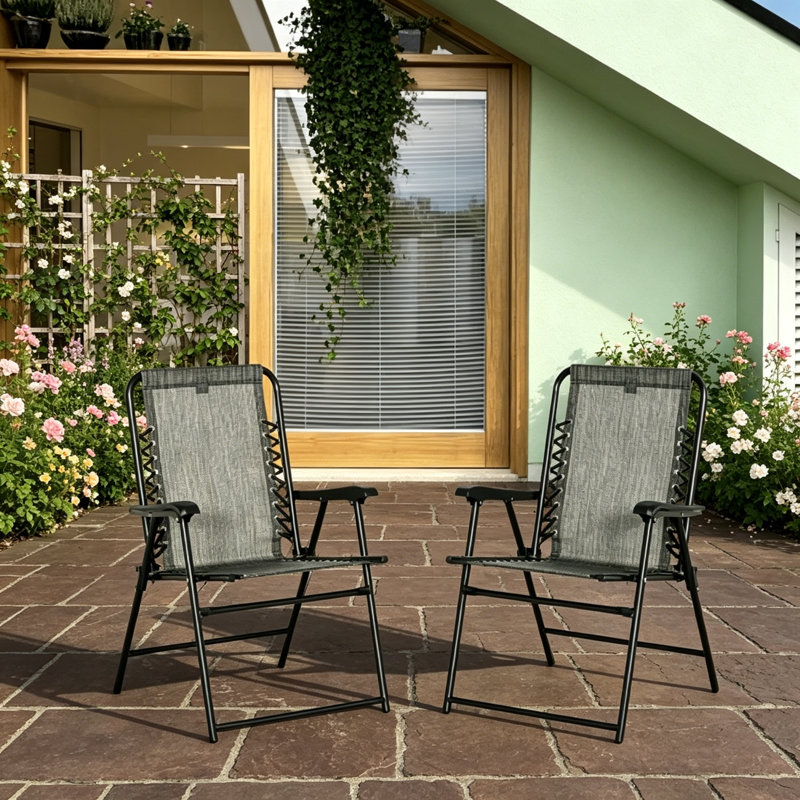 Ensemble de 2 chaises de patio pliantes, Gris