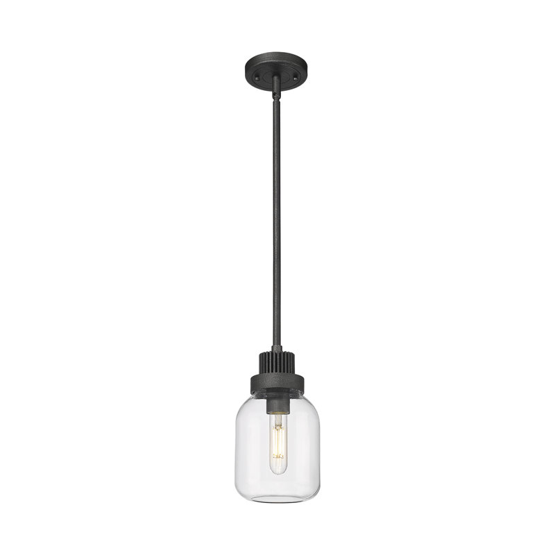 Luminaire suspendu sur tige 6 lumières Somers, Transparent, Zinc patiné