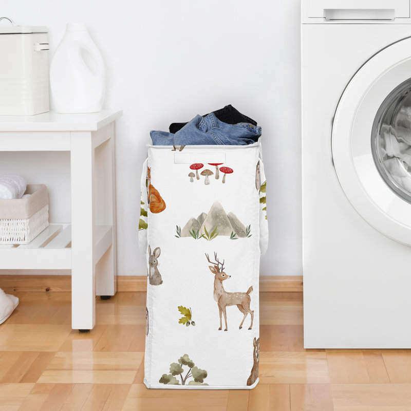 Watercolor Woodland Forest Animals Foldable Laundry Hamper with Handles by Sweet Jojo Designs