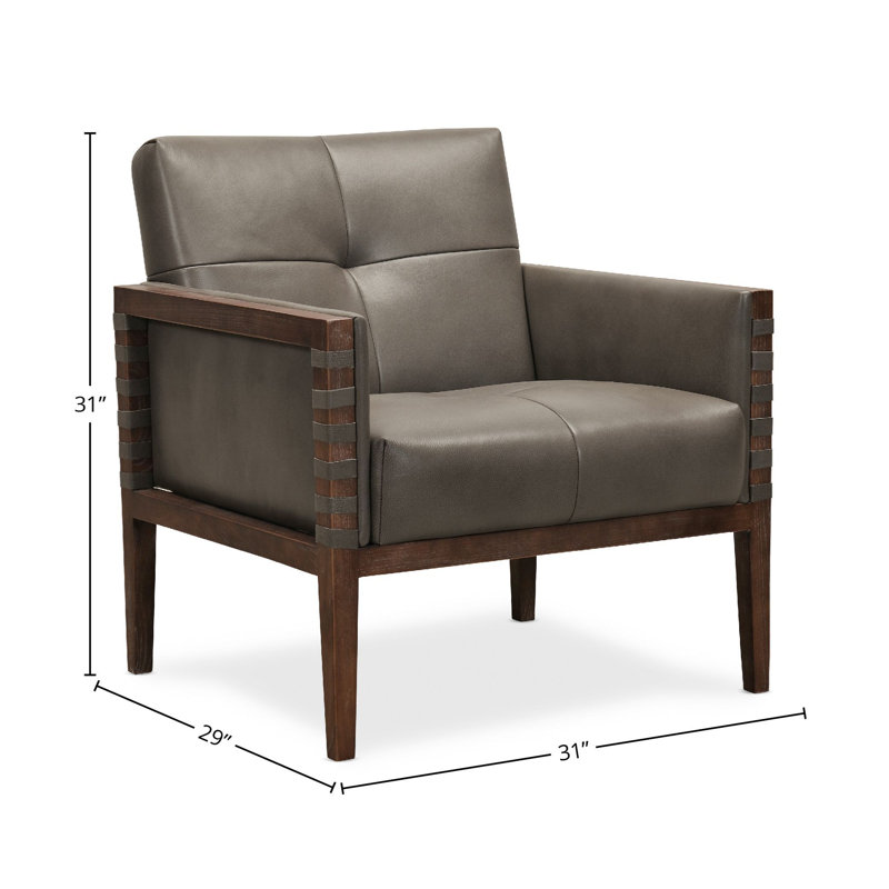 Calliope 31" Side Chair, Gray Genuine Leather