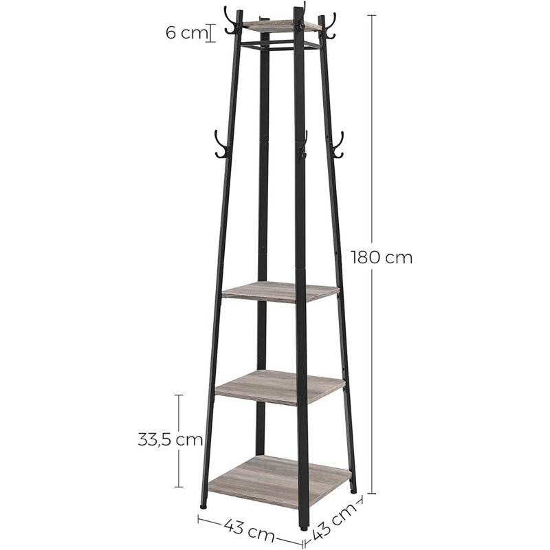 Metal Freestanding 8 - Hook Coat Rack, Greige/Black