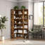 6 Tiers Corner Bookcase, Large Tall Modern Storage Display Industrial Book Shelf