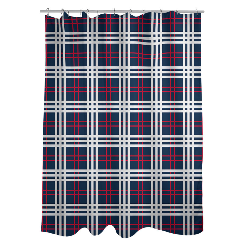 Plaid Shower Curtain Set, Bleu nautique / rouge / blanc