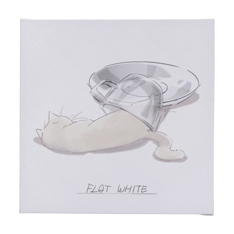 «Coffee Cat III a», toile texturée embellie à la main, Coffee Cat III