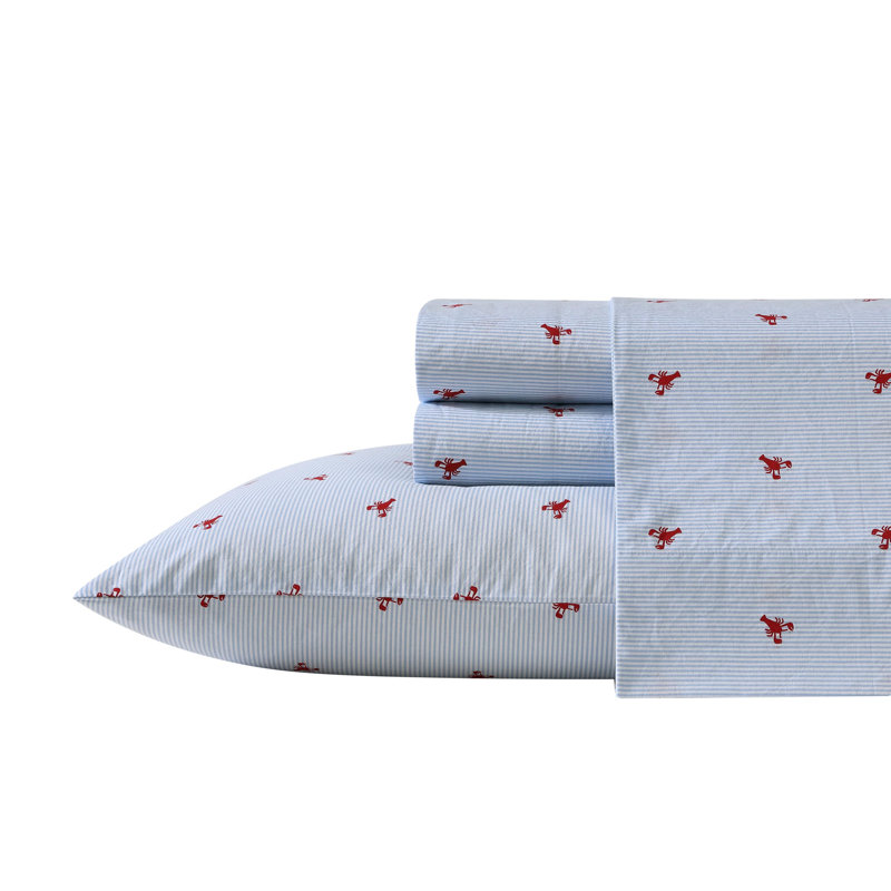 Martha Stewart Bedford Scallop Bath Rug, King Sheet Set with 2 Pillowcases, Lobster Walk