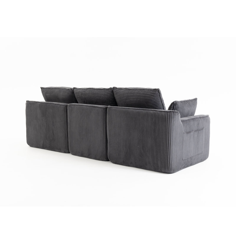 104'' Reversible Upholstered L-Shape Sectional Sofa, Gray
