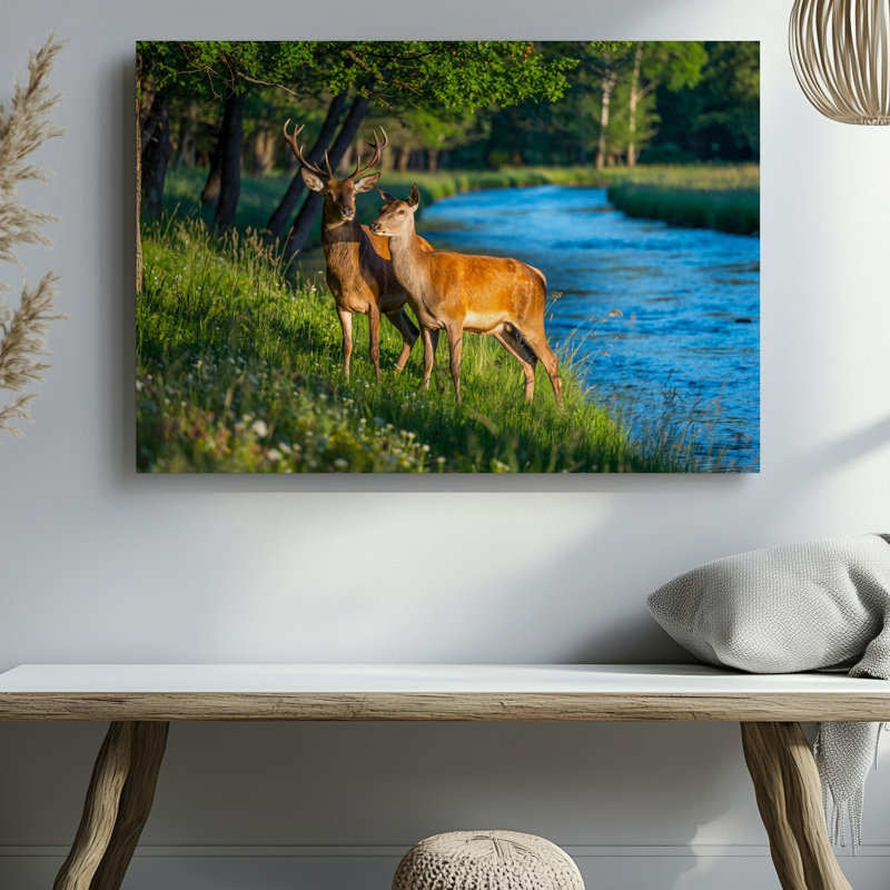 Reproduction d'art sur toile, "Une scène sereine dans la forêt", H 11 po x l 14 po