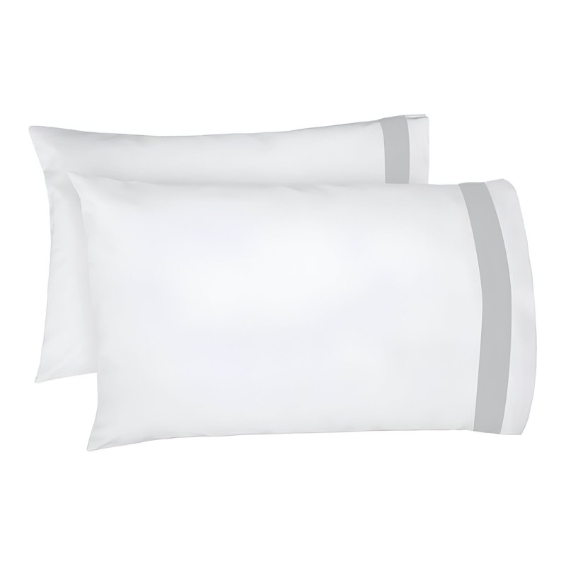 400TC Cotton Sateen Border Frame Cotton 4 Piece Sheet Set Fitted Sheet Fits Upto 16" Deep Pocket, Light Gray