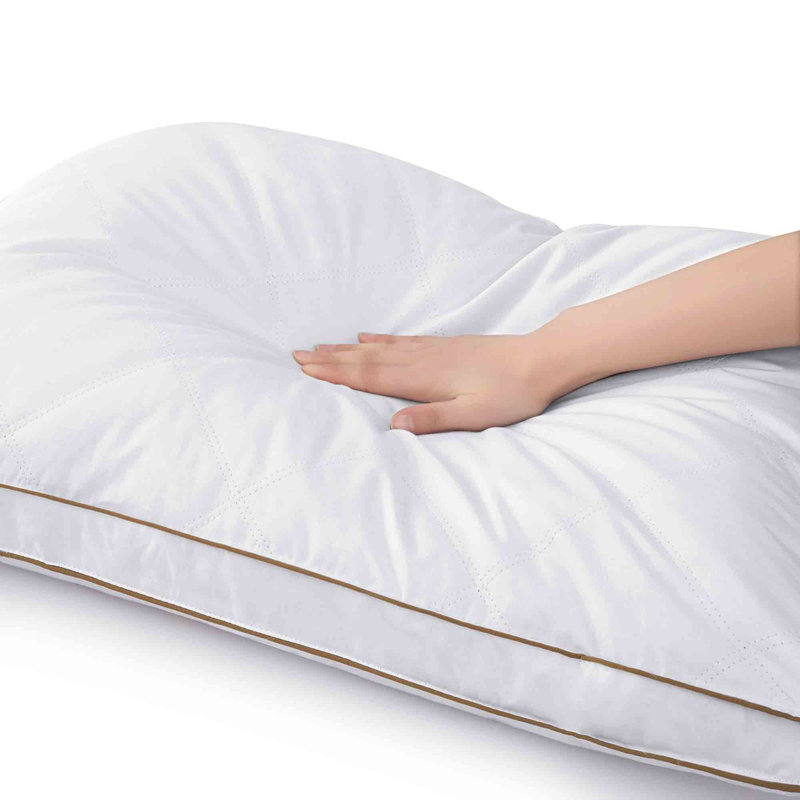 Ensemble de 2 oreillers en duvet d'oie à plumes et en duvet à soufflet Gusset, Grand lit, Brun