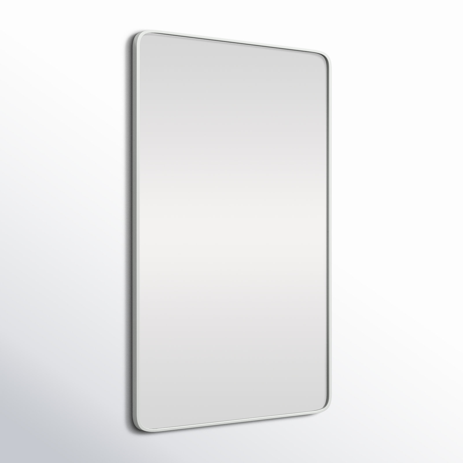 Sabine Metal Rounded Rectangle Wall Mirror, White, 48" x 30"