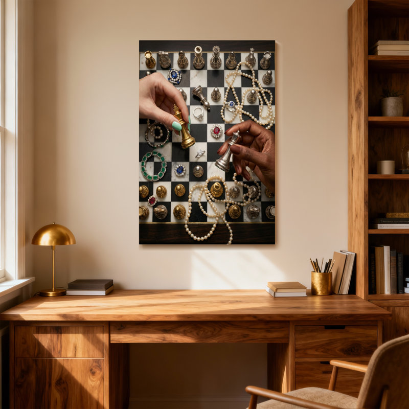 Jeu d'échecs mode mains de bijoux, H 30 po x l 20 po