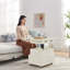 Table de bout roulante à hauteur réglable avec station de charge et rangement, multifonctionnelle pour le salon et la chambre à coucher