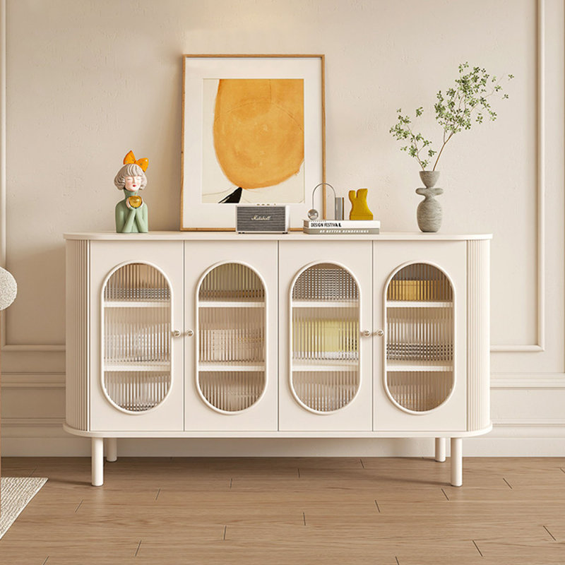Armoire de rangement minimaliste de couleur crème, 35.43" H x 55.12" W x 13.78" D
