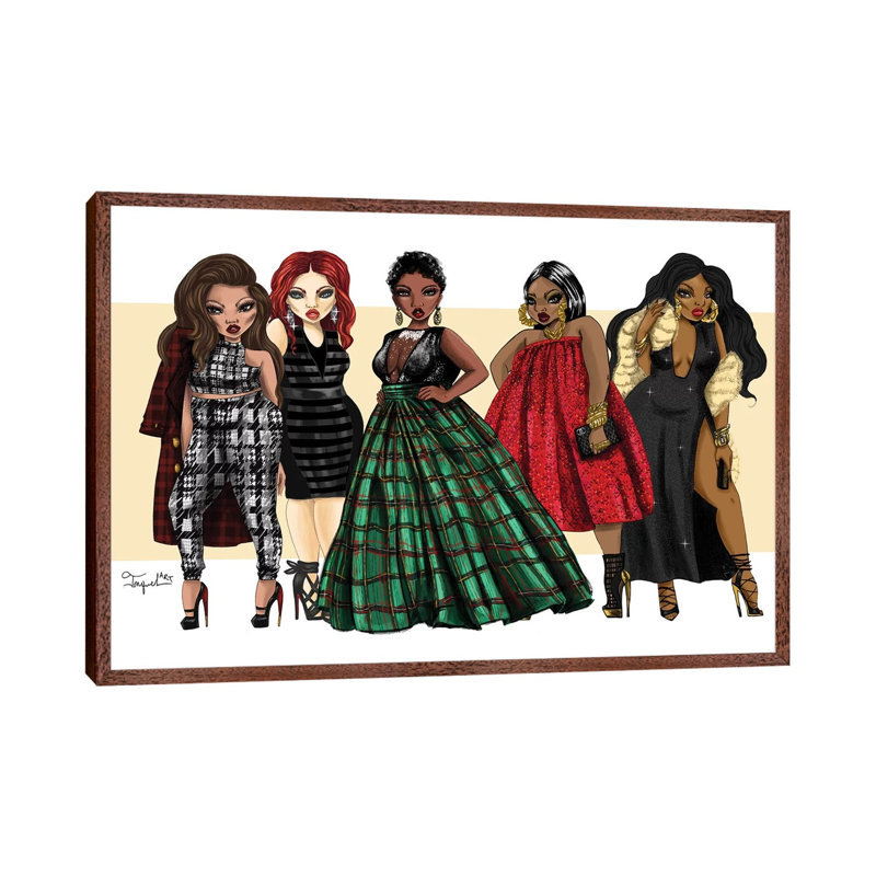 Holiday Fashion by Jonquel - Print on Canvas, Classic Brown Wood Framed, 101.6cm H x 152.4cm W x 3.81cm D