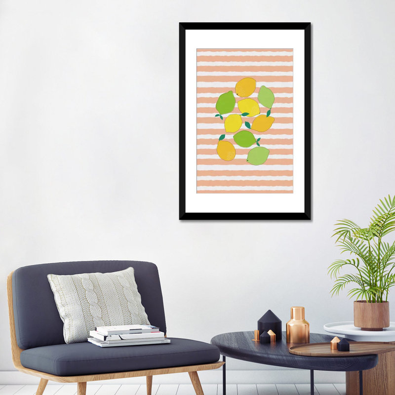 " Citrus Crowd " by Orara Studio, Black Framed Fine Art Paper, White, 32" H x 24" W x 1" D