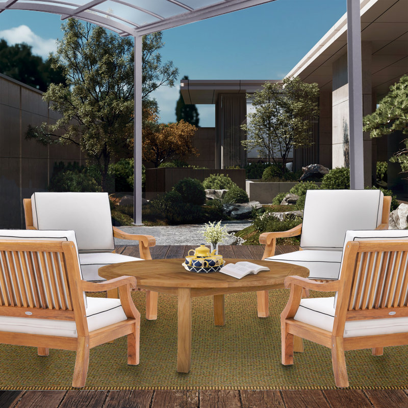 Teak Deep Seating Patio Chair with Cushions