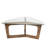 28"D Pecan Wood Coffee Table With Modern Glass 42"W Solid