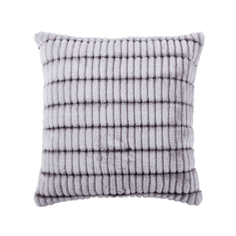 Henry 20" x 20" Gray Textured Faux Fur Throw Pillow