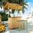 Outdoor Bar With Hawaiian Vibe And Adjustable Feet, Pe Grass Canopy, Wood, Spacious Storage In Theme, Strong For Enjoyment